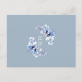 Dusty Blue Floral Eerste Heilige Communie Uitnodig Briefkaart (Achterkant)
