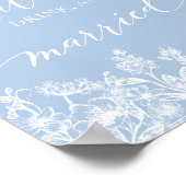 Dusty Blue Floral Eet, drink en wees getrouwd teke Poster (Hoek)