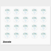 Dusty Blue Floral Elegant Baby shower Bedankt Ronde Sticker (Vel)