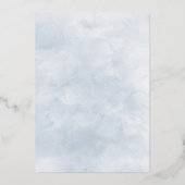 Dusty Blue Floral Elegant Botanical Weddenschap Go Folie Uitnodiging (Achterkant)