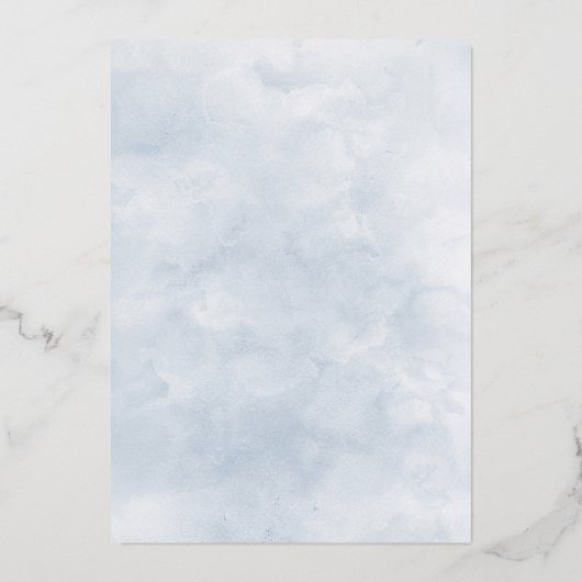 Dusty Blue Floral Elegant Botanical Weddenschap Go Folie Uitnodiging (Achterkant)