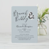 Dusty Blue Floral Elegant Bridal Shower Kaart (Staand voorkant)