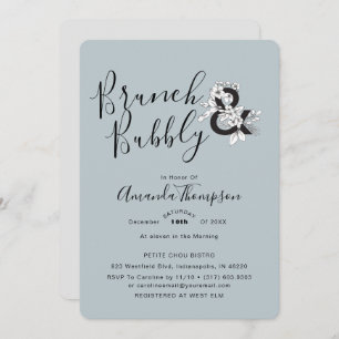 Dusty Blue Floral Elegant Bridal Shower Kaart