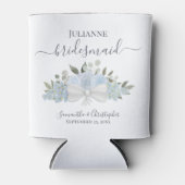 Dusty Blue Floral Elegant Bridesmaid Wedding Blikjeskoeler (Voorkant)