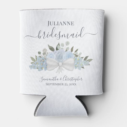 Dusty Blue Floral Elegant Bridesmaid Wedding Blikjeskoeler (Voorkant)