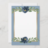 Dusty Blue Floral Elegant Floral Gold Wedding Kaart (Achterkant)