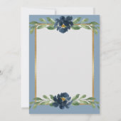 Dusty Blue Floral Elegant Gold Wedding Save The Date (Achterkant)