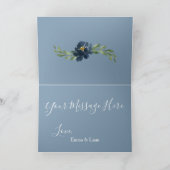 Dusty Blue Floral Elegant Romantic Greenery Bedankkaart (Binnen)