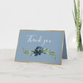 Dusty Blue Floral Elegant Romantic Greenery Bedankkaart