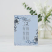 Dusty Blue Floral Elegant Table Number Kaarten (Staand voorkant)