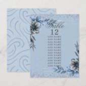 Dusty Blue Floral Elegant Table Number Kaarten (Voorkant / Achterkant)