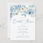 Dusty Blue Floral Elegant Vrijgezellenfeest Kaart (Voorkant)