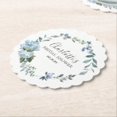 Dusty Blue Floral Elegant  Vrijgezellenfeest Kartonnen Onderzetters (Gekanteld)