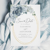 Dusty Blue Floral Elegant Waterverf Wedding Save The Date