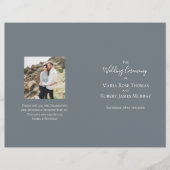 Dusty Blue Floral Elegant Wedding Ceremony Program (Voorkant)