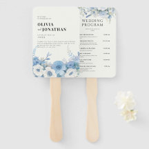 Dusty Blue Floral Elegante Trouwprogramma's