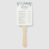 Dusty Blue Floral Elegante Trouwprogramma's Handwaaier (Achterkant)