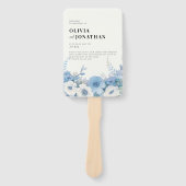 Dusty Blue Floral Elegante Trouwprogramma's Handwaaier (Voorkant)
