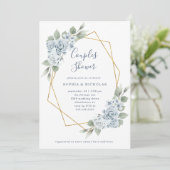 Dusty Blue Floral en Eucalyptus | Kogelschoen Kaart (Staand voorkant)