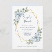 Dusty Blue Floral en Eucalyptus | Kogelschoen Kaart (Voorkant / Achterkant)