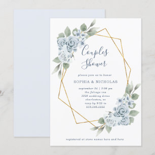 Dusty Blue Floral en Eucalyptus   Kogelschoen Kaart