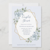 Dusty Blue Floral en Eucalyptus | Kogelschoen Kaart (Voorkant)