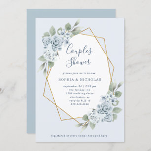 Dusty Blue Floral en Eucalyptus   Kogelschoen Kaart