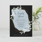 Dusty Blue Floral en Eucalyptus | Kogelschoen Kaart (Staand voorkant)