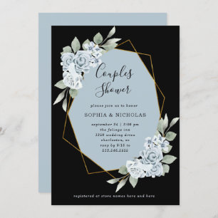 Dusty Blue Floral en Eucalyptus   Kogelschoen Kaart