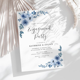 dusty blue floral engparty kaart