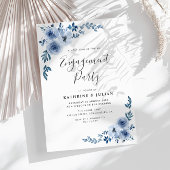 dusty blue floral engparty kaart