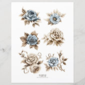 Dusty Blue Floral Ephemera Fussy Cuts (Voorkant)
