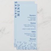 Dusty Blue Floral Eten en Drinken Menu (Voorkant / Achterkant)