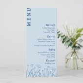 Dusty Blue Floral Eten en Drinken Menu (Staand voorkant)