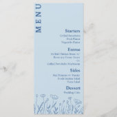 Dusty Blue Floral Eten en Drinken Menu (Voorkant)