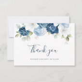 Dusty Blue Floral Eucalyptus Botanical Wedding Bedankkaart (Voorkant)