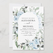 Dusty Blue Floral Eucalyptus Greenery Wedding Kaart (Voorkant)