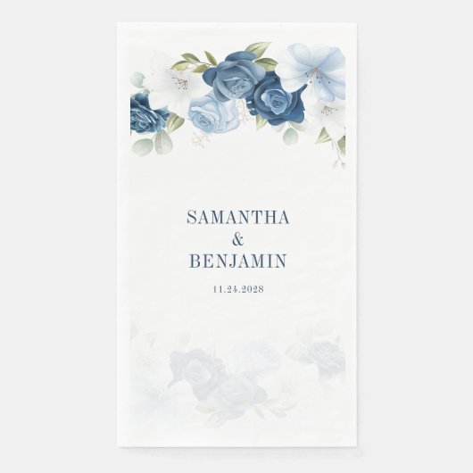 Dusty Blue Floral Eucalyptus Greenery Wedding Servet (Voorkant)