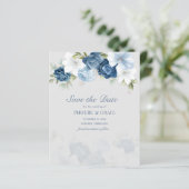 Dusty Blue Floral Eucalyptus Save the Date (Staand voorkant)