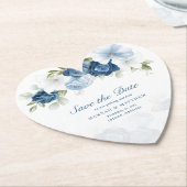 Dusty Blue Floral Eucalyptus Save the Date Kartonnen Onderzetters (Gekanteld)