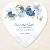 Dusty Blue Floral Eucalyptus Save the Date Kartonnen Onderzetters (Voorkant)