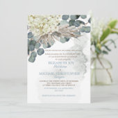 Dusty Blue Floral Eucalyptus Verlof het legante hu Kaart (Staand voorkant)