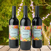 Dusty Blue Floral Fiesta Mexicaanse bruiloft Wijn Etiket