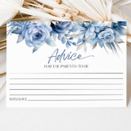 Dusty Blue Floral Flower Baby shower Advieskaart
