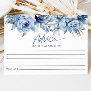 Dusty Blue Floral Flower Baby shower Advieskaart