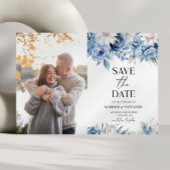 Dusty Blue Floral Flower Custom Afbeelding Wedding Save The Date