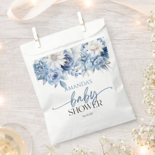 Dusty Blue Floral Flowers Baby shower Bedankzakje