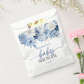 Dusty Blue Floral Flowers Baby shower Bedankzakje (Gezegeld)