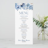 Dusty Blue Floral Flowers Baby shower Eten Menu (Staand voorkant)