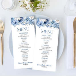 Dusty Blue Floral Flowers Baby shower Eten Menu